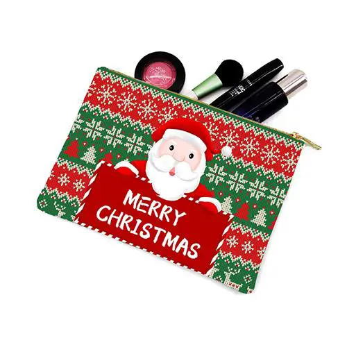 Wholesale Christmas Cosmetic Pouch | Festive Makeup Bag with Merry X-Mas Design for Holiday Gifts & Retail